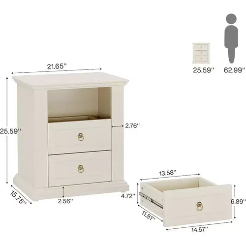 Comodino in legno beige a 3 cassetti – 1PZ / 2PZ