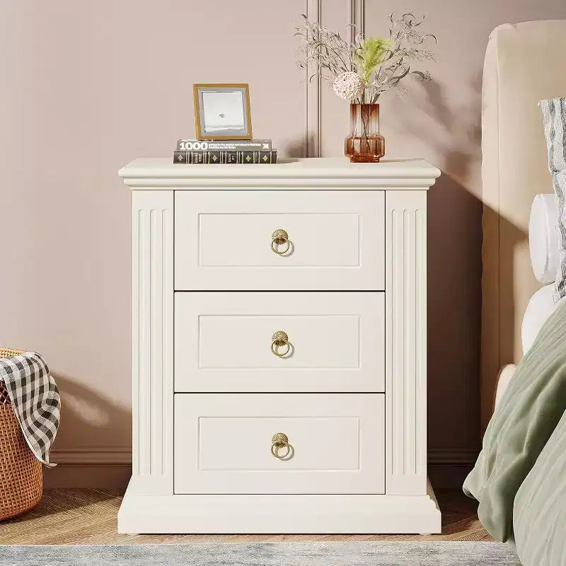 Lantine 3-Drawer Nightstand, Modern Night Stand with Storage Drawers, Wood Bedside Table Side End Table for Bedroom, Beige Visit the Tribesigns Store