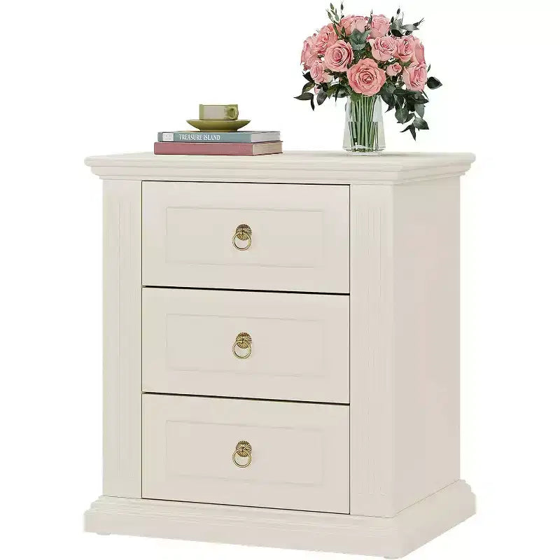 Lantine 3-Drawer Nightstand, Modern Night Stand with Storage Drawers, Wood Bedside Table Side End Table for Bedroom, Beige Visit the Tribesigns Store