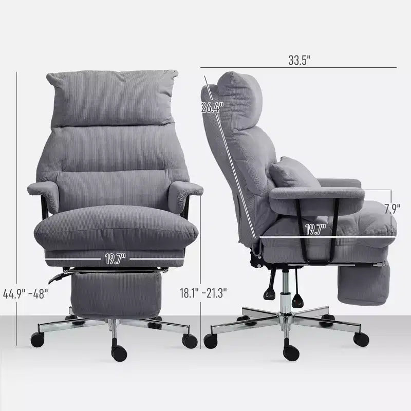 Executive Office Chair with Lumbar , Footrest, High Back Reclining Overstuffed Desk Chair with