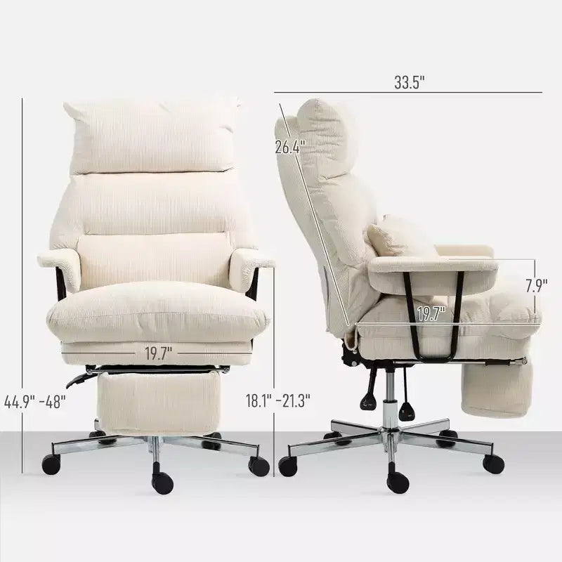 Executive Office Chair with Lumbar , Footrest, High Back Reclining Overstuffed Desk Chair with