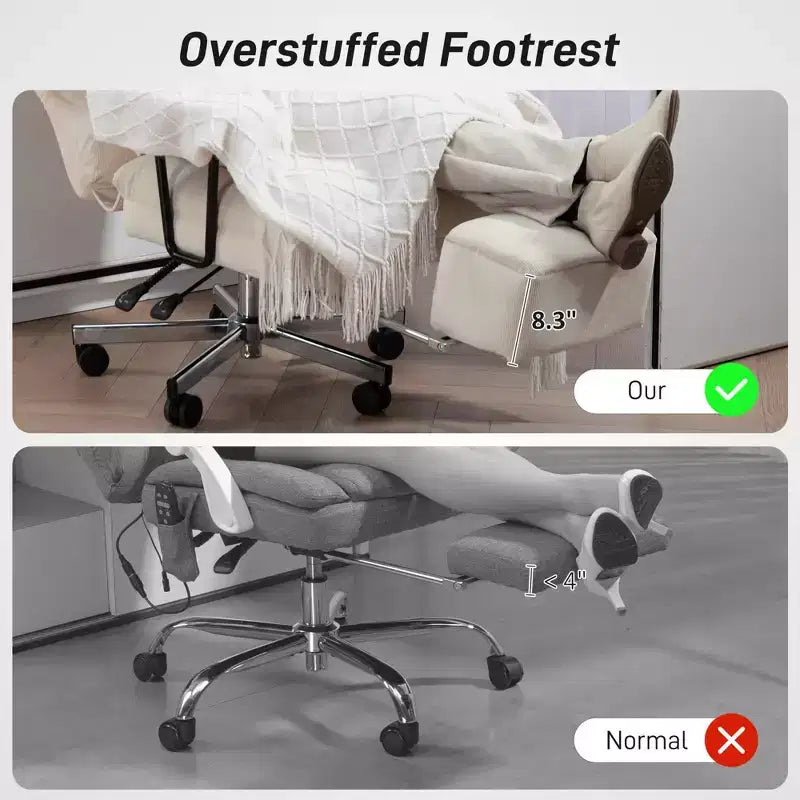 Executive Office Chair with Lumbar , Footrest, High Back Reclining Overstuffed Desk Chair with