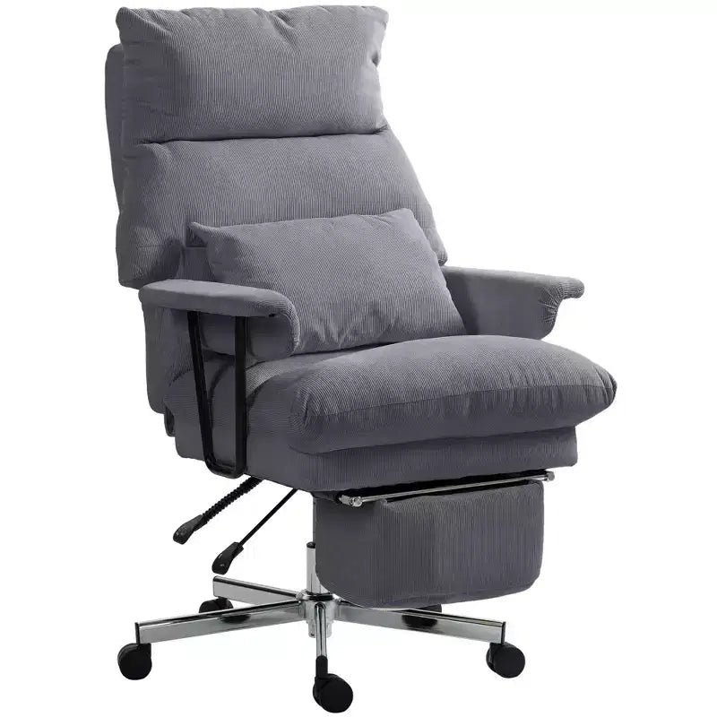 Executive Office Chair with Lumbar , Footrest, High Back Reclining Overstuffed Desk Chair with