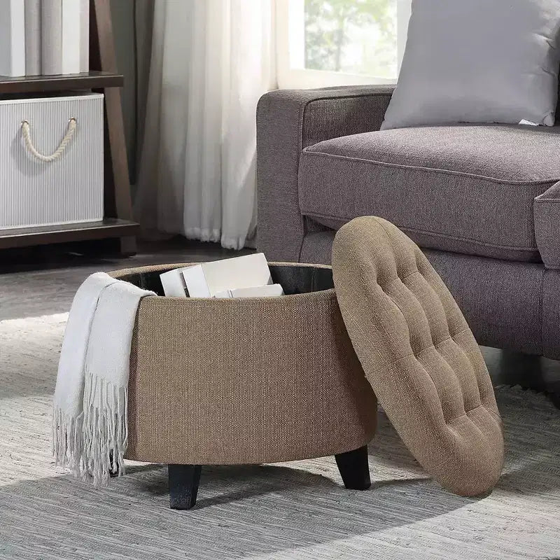 HomeStock Comfort Round Storage Ottoman