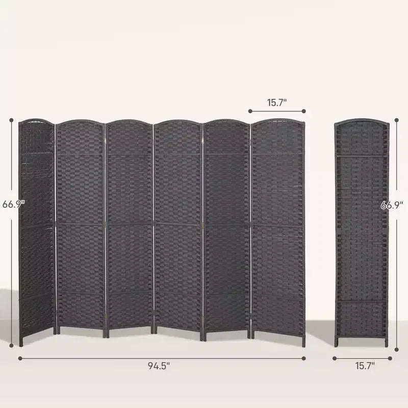 Folding Room Divider Screen 6 Panel 5.6 ' Tall Privacy Screen Freestanding Room Partition for Home Office