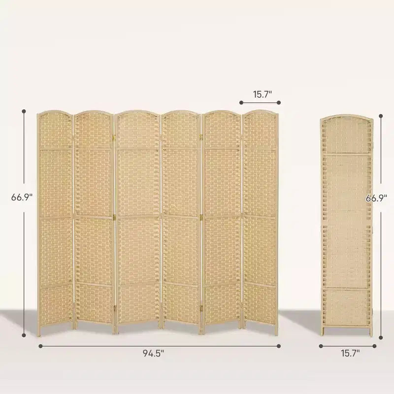 Folding Room Divider Screen 6 Panel 5.6 ' Tall Privacy Screen Freestanding Room Partition for Home Office