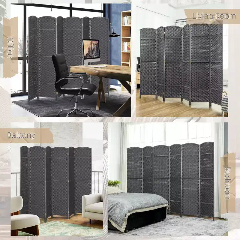 Folding Room Divider Screen 6 Panel 5.6 ' Tall Privacy Screen Freestanding Room Partition for Home Office