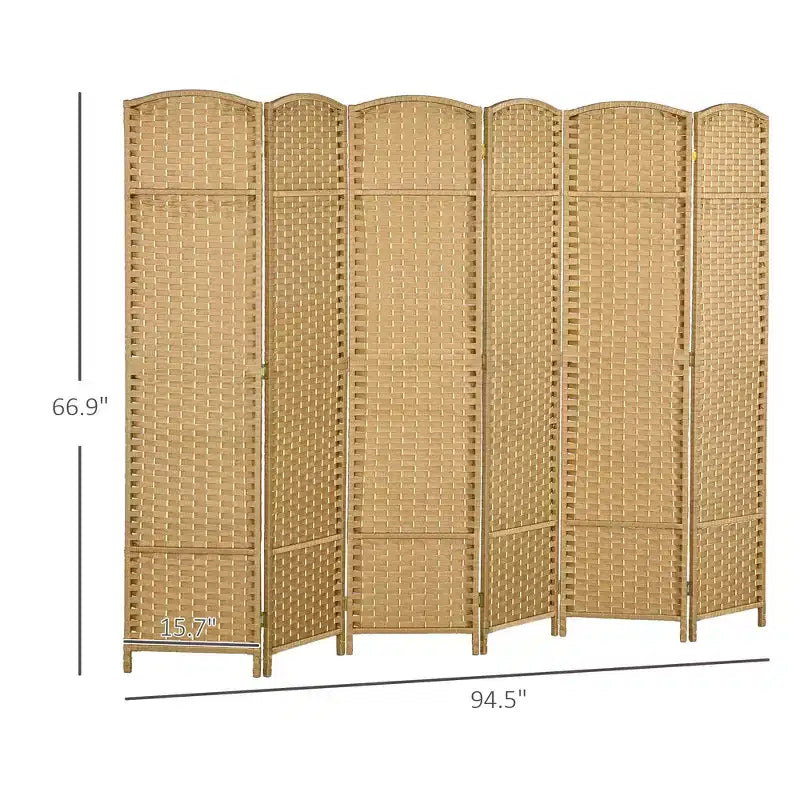 Folding Room Divider Screen 6 Panel 5.6 ' Tall Privacy Screen Freestanding Room Partition for Home Office