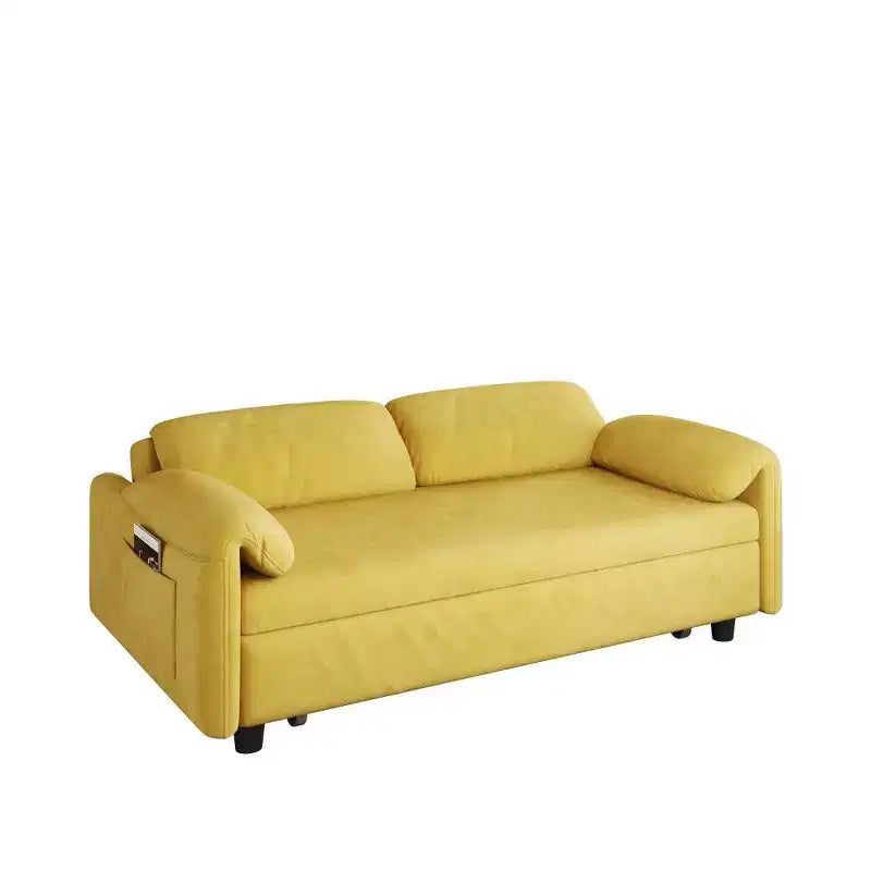 54-inch Modern Convertible Sofa,Velvet Sofa Bed with Storage Pockets,Retractable 2-in-1 Loveseat for Living Room,Small Space