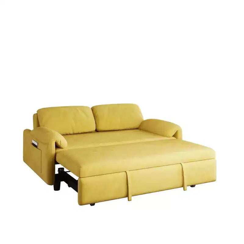 54-inch Modern Convertible Sofa,Velvet Sofa Bed with Storage Pockets,Retractable 2-in-1 Loveseat for Living Room,Small Space
