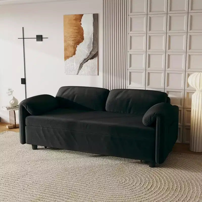 54-inch Modern Convertible Sofa,Velvet Sofa Bed with Storage Pockets,Retractable 2-in-1 Loveseat for Living Room,Small Space