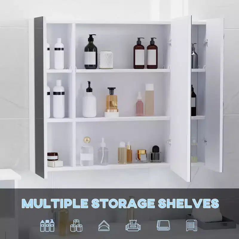 Medicine Cabinet, Wall-Mounted Bathroom Vanity Mirror Organizer with Dimmer Touch Switch, Charged