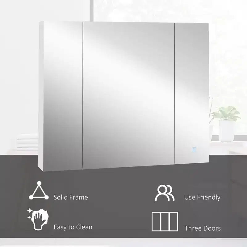 Medicine Cabinet, Wall-Mounted Bathroom Vanity Mirror Organizer with Dimmer Touch Switch, Charged