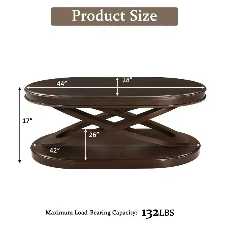 31.5 Modern Oval Coffee Table with X-Shaped Base, Minimalist Wood Veneer Sofa Center Table for Living Room or Home Office-Panipeachy
