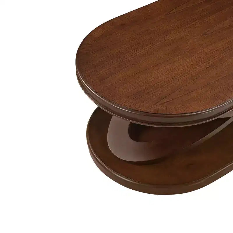 31.5 Modern Oval Coffee Table with X-Shaped Base, Minimalist Wood Veneer Sofa Center Table for Living Room or Home Office-Panipeachy