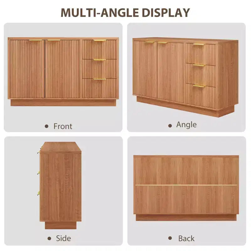 47 in Modern Sideboard Buffet Cabinet with Storage, Compact Wood Kitchen Cabinet with 3 Drawers & Shelf, Buffet Table for Dining Room Living Room