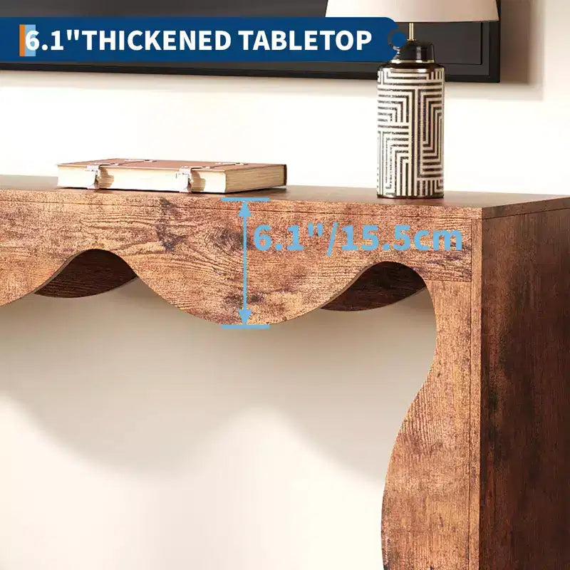 63" Console Table, Beige/Brown, Farmhouse Style, 1-Person Assembly