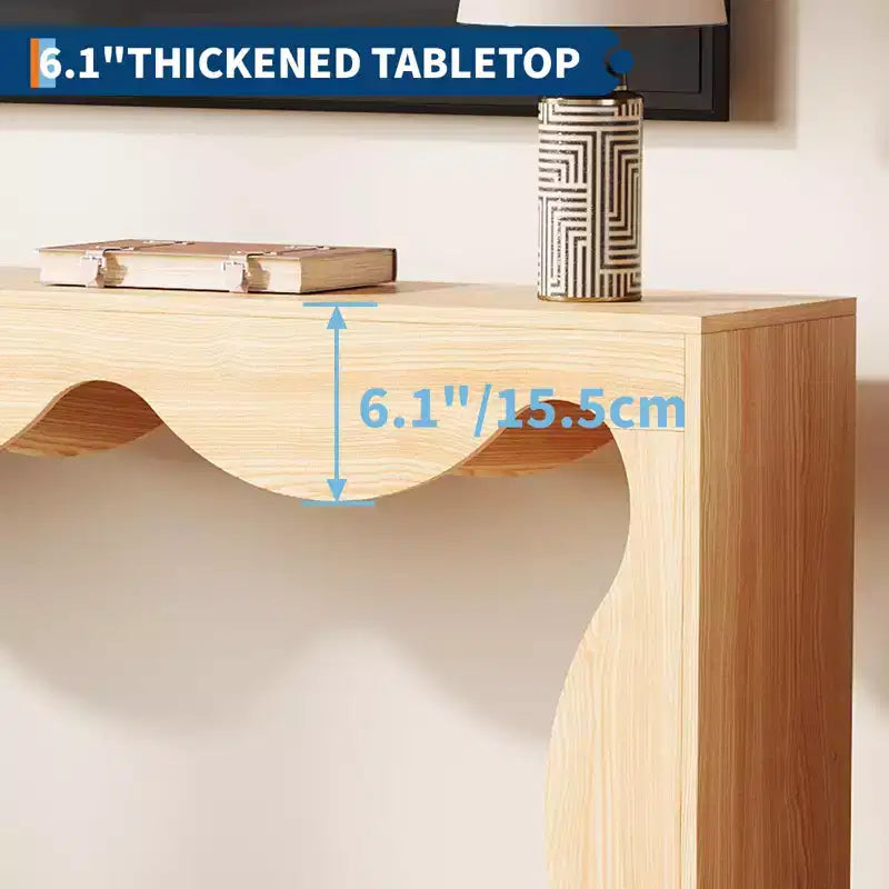 63" Console Table, Beige/Brown, Farmhouse Style, 1-Person Assembly