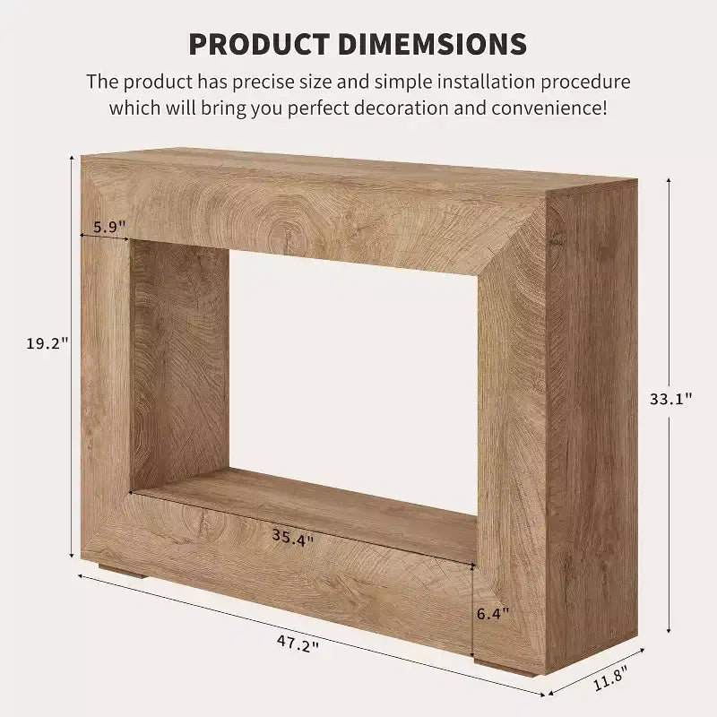 Beige Rustic Console Table with Lower Shelf, 47"