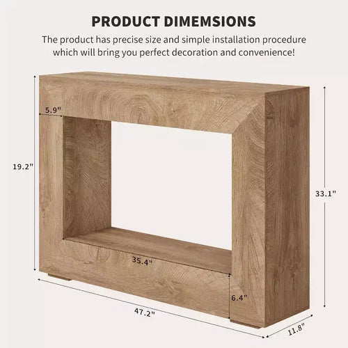 Beige Rustic Console Table with Lower Shelf, 47"