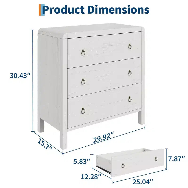 White Lacquered Wood Dresser, 3 or 5 Drawers, 1-Person