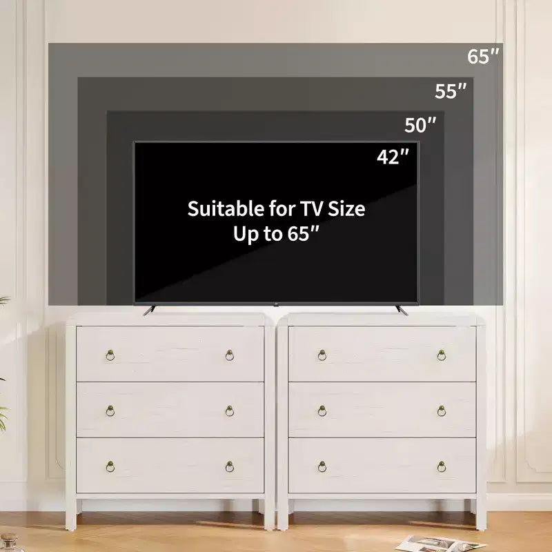 White Lacquered Wood Dresser, 3 or 5 Drawers, 1-Person