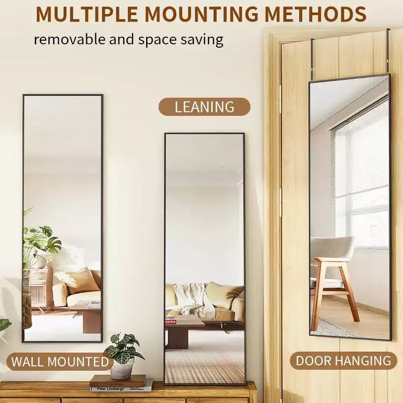 Black Full Length Over-Door Mirror, 1-Person