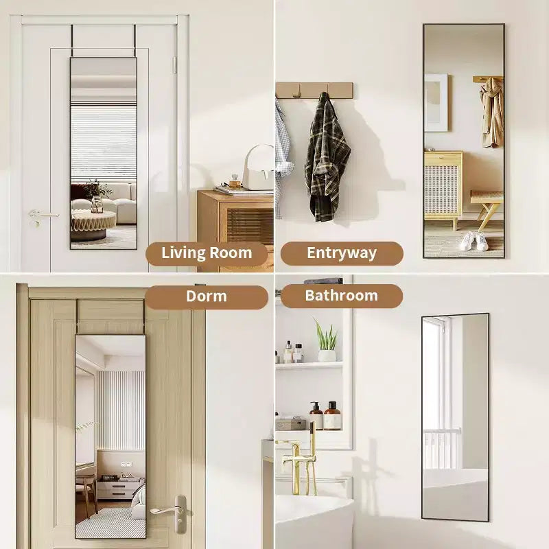 Black Full Length Over-Door Mirror, 1-Person
