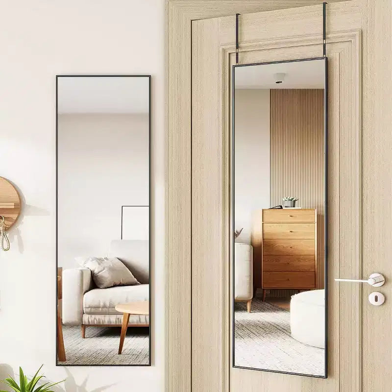 Black Full Length Over-Door Mirror, 1-Person