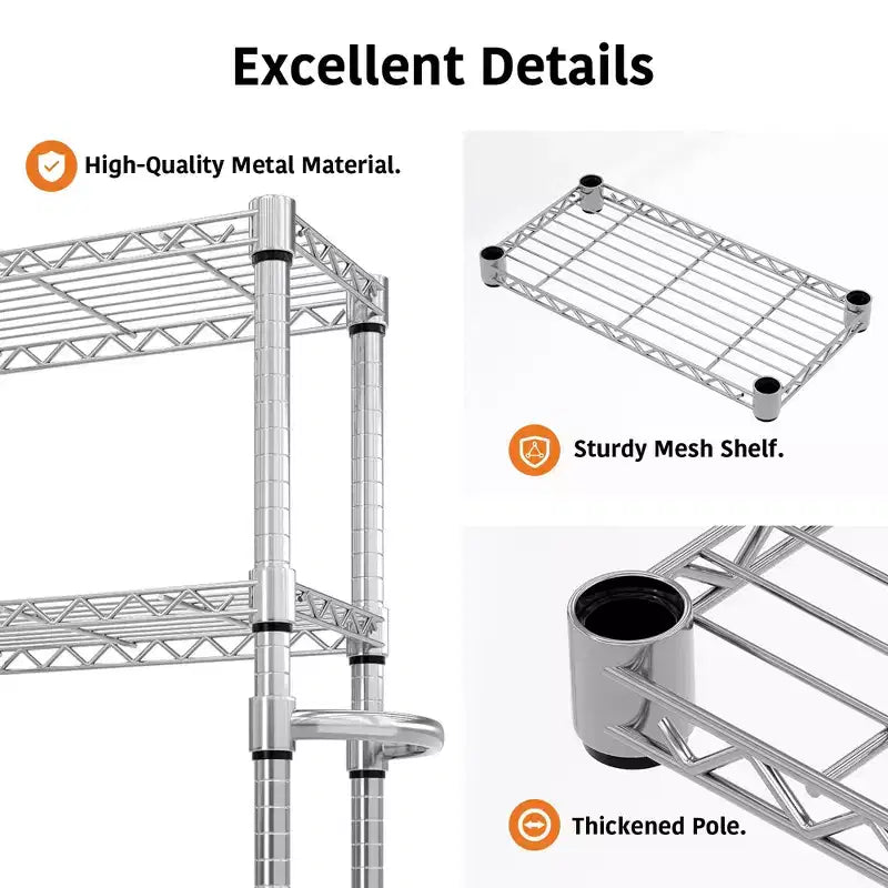 Silver 5-Tier Adjustable Wire Shelving Unit with Wheels