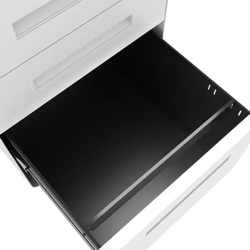 White 3-Drawer Mobile File Cabinet with Lock – Steel, for 1 User, Office/Home
