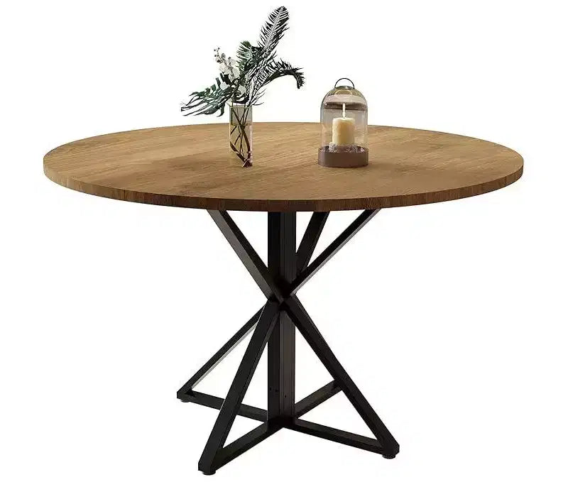47 in Round Dining Table for 4, Wooden Circle Dinner Table, Heavy Duty Metal Pedestal & 4 Parts of Tabletop, Round Pedestal Kitchen Tables